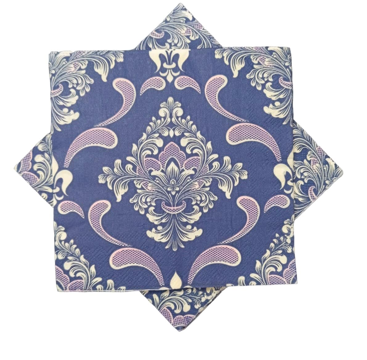 LUDALY Napkins Floral Paper Napkins Tea Cups Paper Cocktail Napkins Decorative Napkin for Tea Party, Birthday Pack of 20 (Navy Blue)