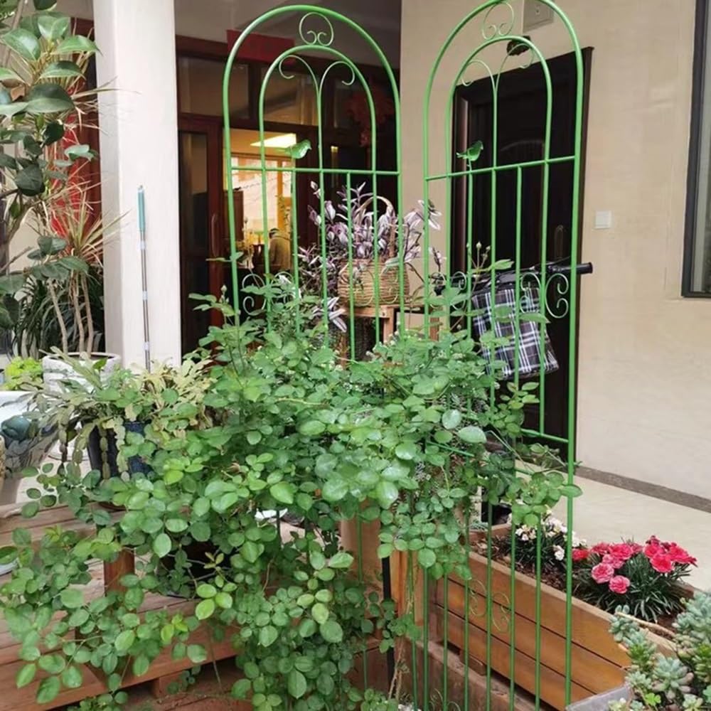 Améliorez votre espace extérieur avec un treillis de jardin vert de 200 cm de haut, parfait pour les plantes grimpantes, la décoration de patio, de pelouse et de cour, support de plantes d'extérieur
