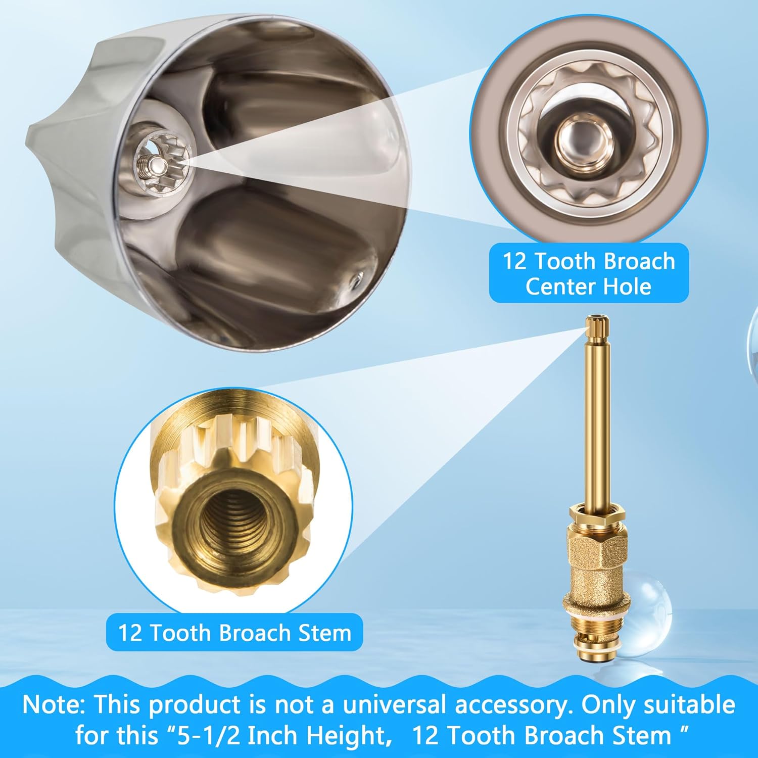 Enhon 3 Piece Shower Knob Replacement Kit Compatible with Price Pfister Verve Tub Shower Faucet, 3 Faucet Handle Hot/Cold/Diverter Replacement for Remodeling Trim(Brushed Nickel)