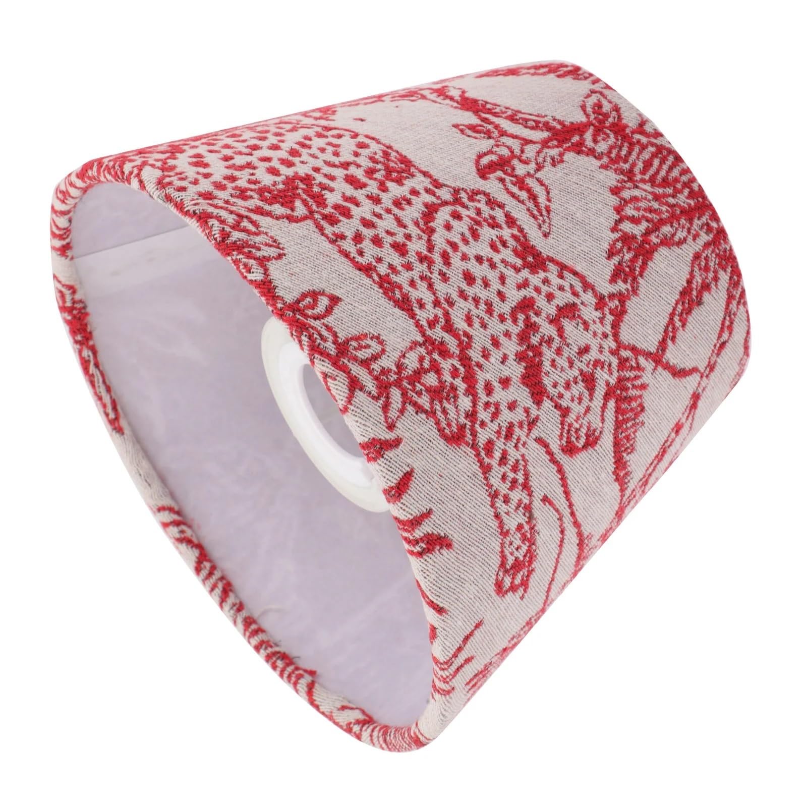 HKYBCF Lamp Shade Embroidered Fabric Lampshade Tabletop Small Green Pendant Light Weave Tropical Cloth Iron Desk Vintage Flower for Bedroom(Red)
