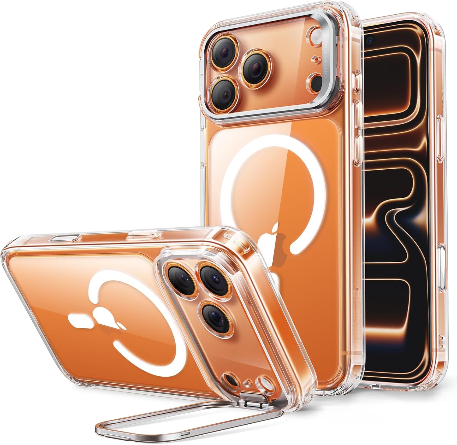 ESR for iPhone 17 Pro Case with Stash Stand Compatible with MagSafe, Shockproof Military-Grade Protection, Magnetic Phone Case for iPhone 17 Pro, Classic Hybrid Case (HaloLock), Clear