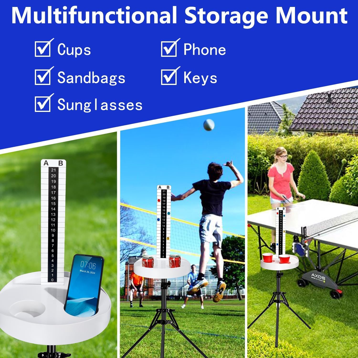 Cornhole Scoreboard with Drink Holders, 2 Sets, Magnetic Markers image 3