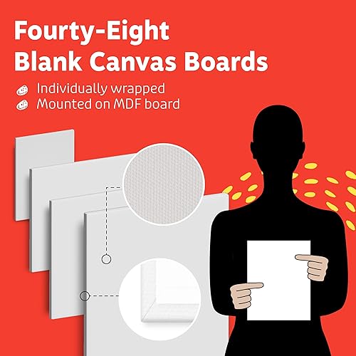 Miniatura 3 de Artlicious Lienzos para pintar - Paquete de 48 paneles de lona  5 x 7 pulgadas paquete de gran valor  Tableros de lienzo para pintar