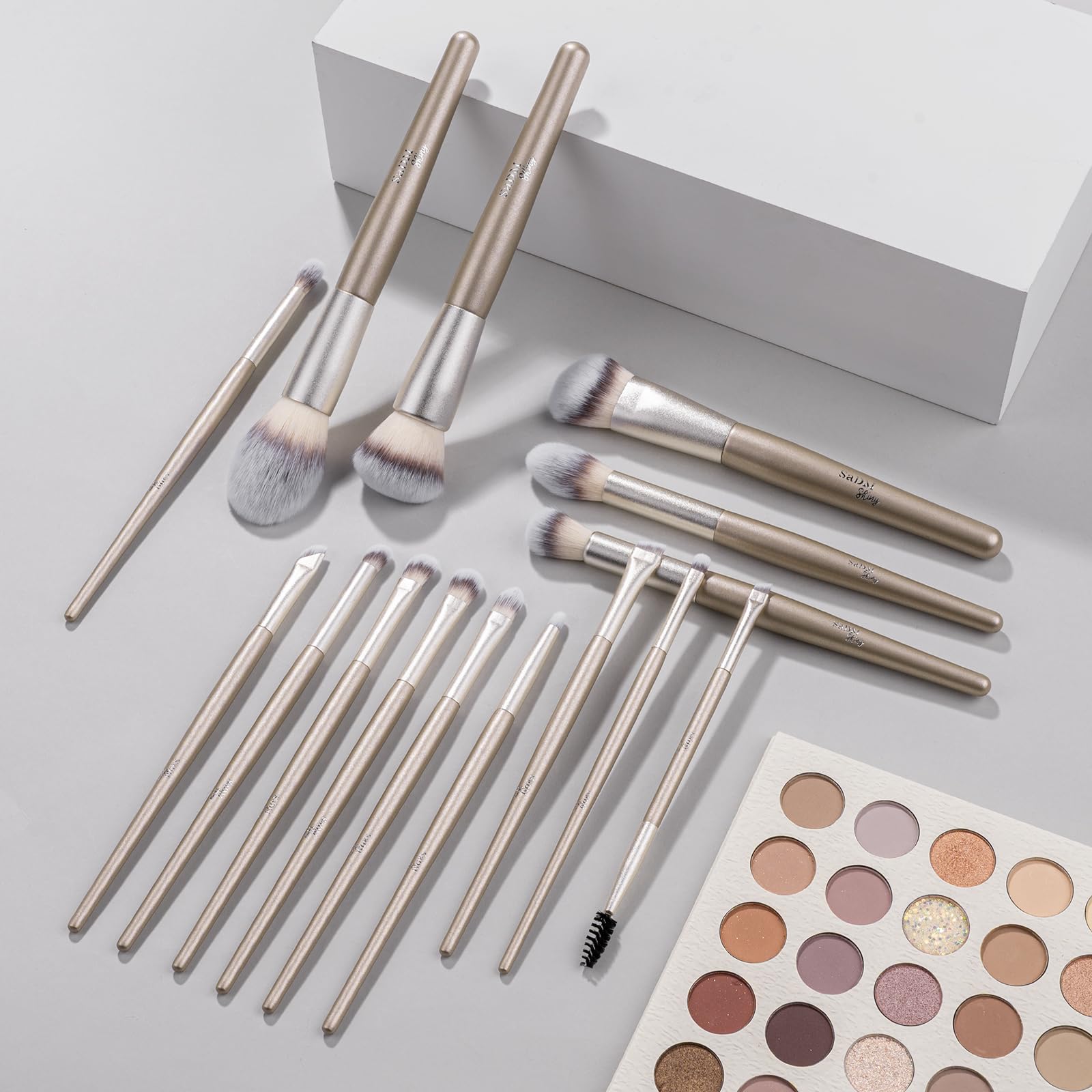 15-teiliges Make-up-Pinsel-Set, vegane Grundierung, Concealer, Rouge, Lidschatten, Eyeliner, Puder, Highlighter, Verblenden, Gesichtspinsel-Set