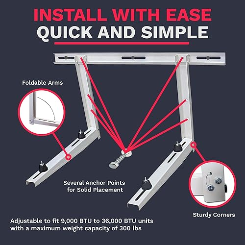 Miniatura 10 de DuctlessAire DA-160 Soporte de montaje en pared - Soportes de montaje al aire libre para aire acondicionado, aire acondicionado de ventana, HVAC,