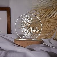 Vista 1 de Luz nocturna de flor de nacimiento, luz de noche de flor de caléndula de octubre, luz LED personalizada, regalos para amigos, lámpara de noche LED