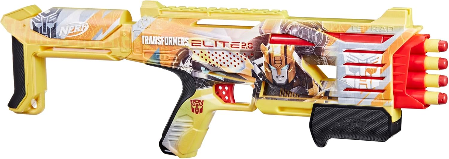 Nerf Transformers Bumblebee Dart Blaster, 8 Nerf Elite Darts, Pump Action, Toy Foam Blasters for 8 Year Old Boys & Girls & Up