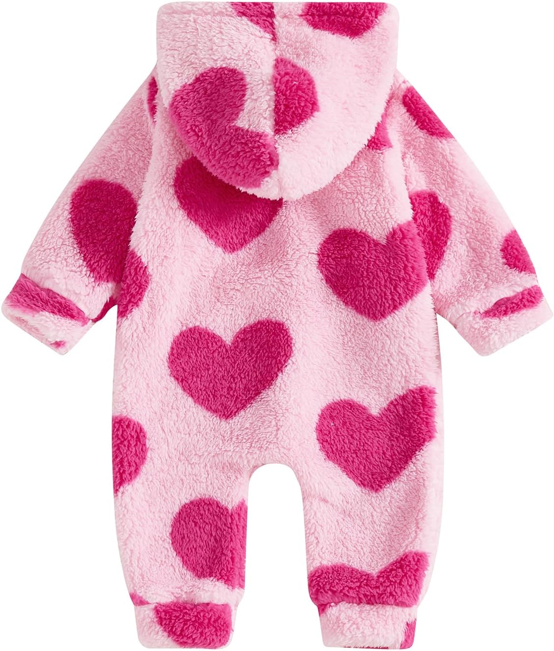 Newborn Boy Girl Valentine Outfit Long Sleeve Button Up Hooded Romper Infant Baby Spring Clothes Fleece Heart Jumpsuit - Image 4