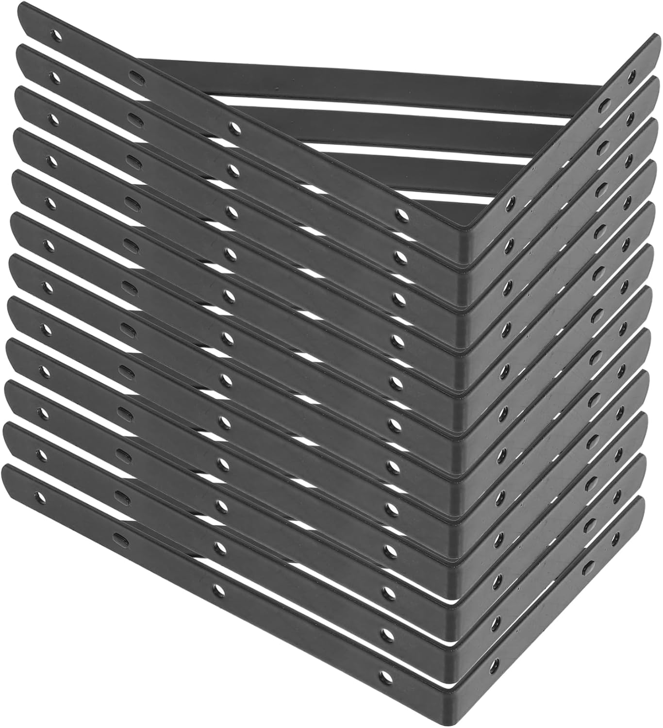 TEHAUX 12pcs Heavy Duty Wrought Iron Shelf Brackets for Wood Shelving Wall-Mounted Support for Bookshelves Easy Installation Screws Sturdy and Design