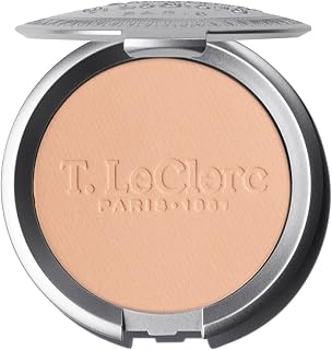 T. Leclerc Compact Pressed Powder - Super-Blendable Face Makeup Longwear Portable Matte Finish Radiant Natural Medium to Full Coverage Airbrushing Mineral Base For Pores & Imperfections (Ambre)