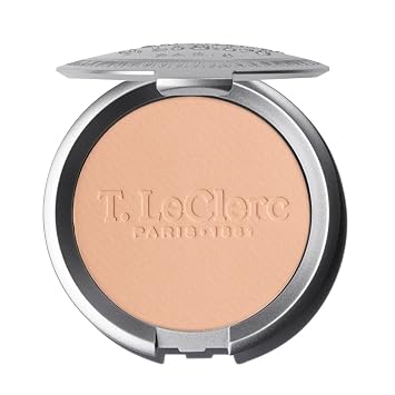 T. Leclerc Compact Pressed Powder - Ambre - Super-Blendable Face Makeup Longwear Portable Matte Finish Radiant Natural Medium to Full Coverage Mineral Base for Pores & Imperfections