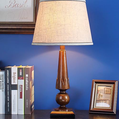 Miniatura 5 de Lamp For Desk Retro Table Lamps Resin Bedside Table Lamps with Fabric Lampshade Concise Nightstand Lamps for Home Office Study Table Lamp, 24.4"H