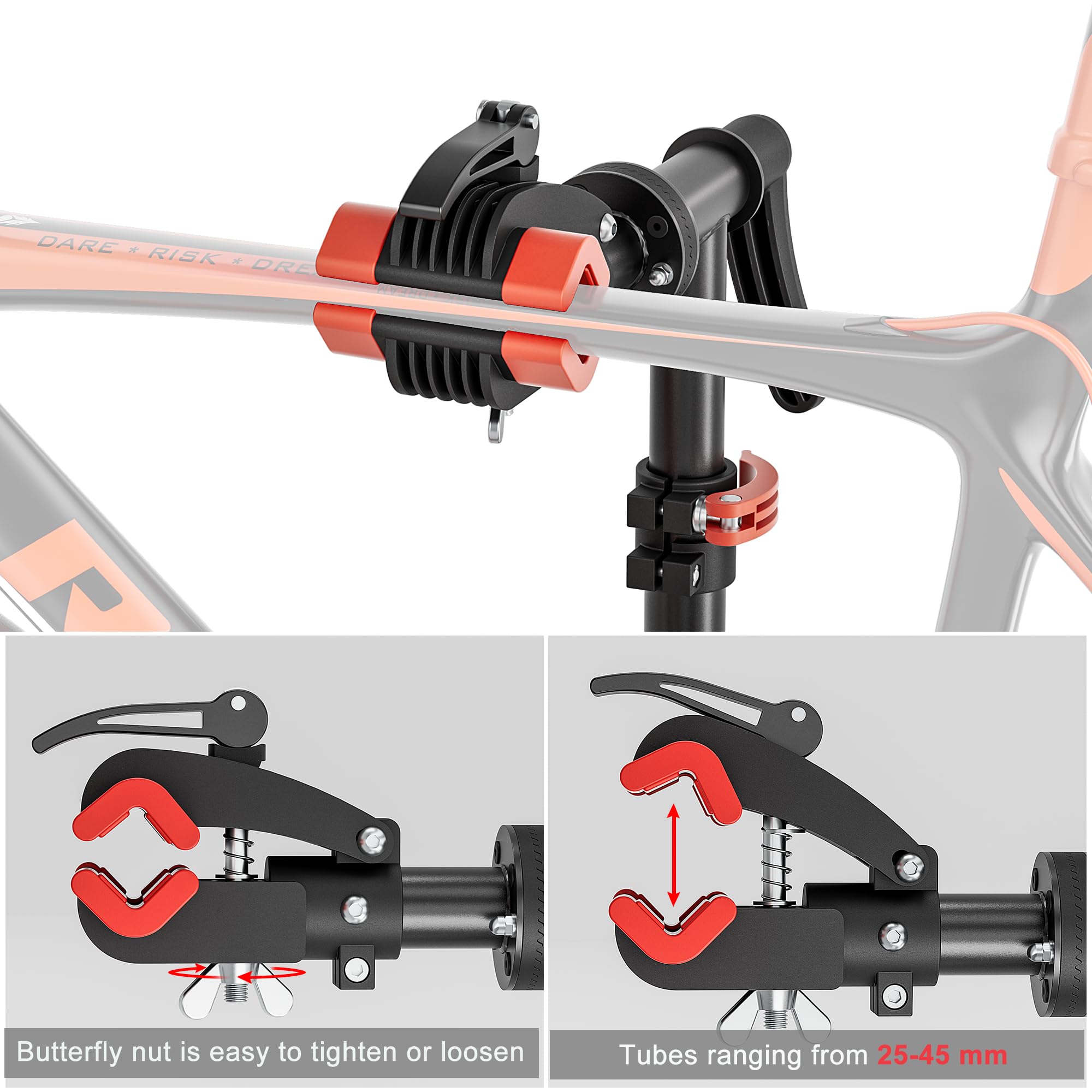 VAHIGCY Bicycle Repair Stand Height Adjustable Bike Workstands Portable Bike Service Stand Heavy Duty E Bikes Fat Tire Road Mountain Bikes Compatible