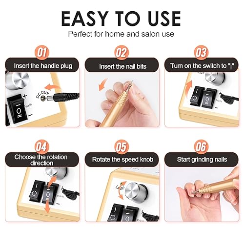 Miniatura 6 de Subway - Taladro de uñas profesional, lima eléctrica para uñas acrílicas y de gel, 20000 rpm, herramientas de manicura y pedicura para profesionales