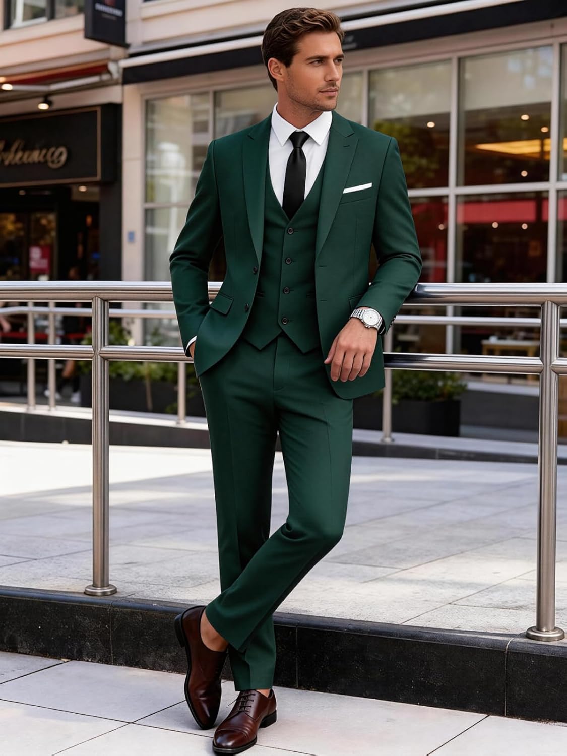 Wangyue Men's Suits 3 Piece Slim Fit Wedding Suits for Men Formal Business Suit Party Prom Tuxedo