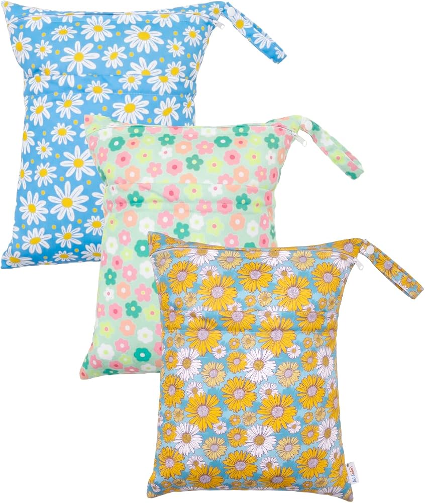 ALVA 2pcs Wet Dry Bags for Diaper Bag Waterproof Reusable with Two Pockets 3L-ZM57 — 사진 1