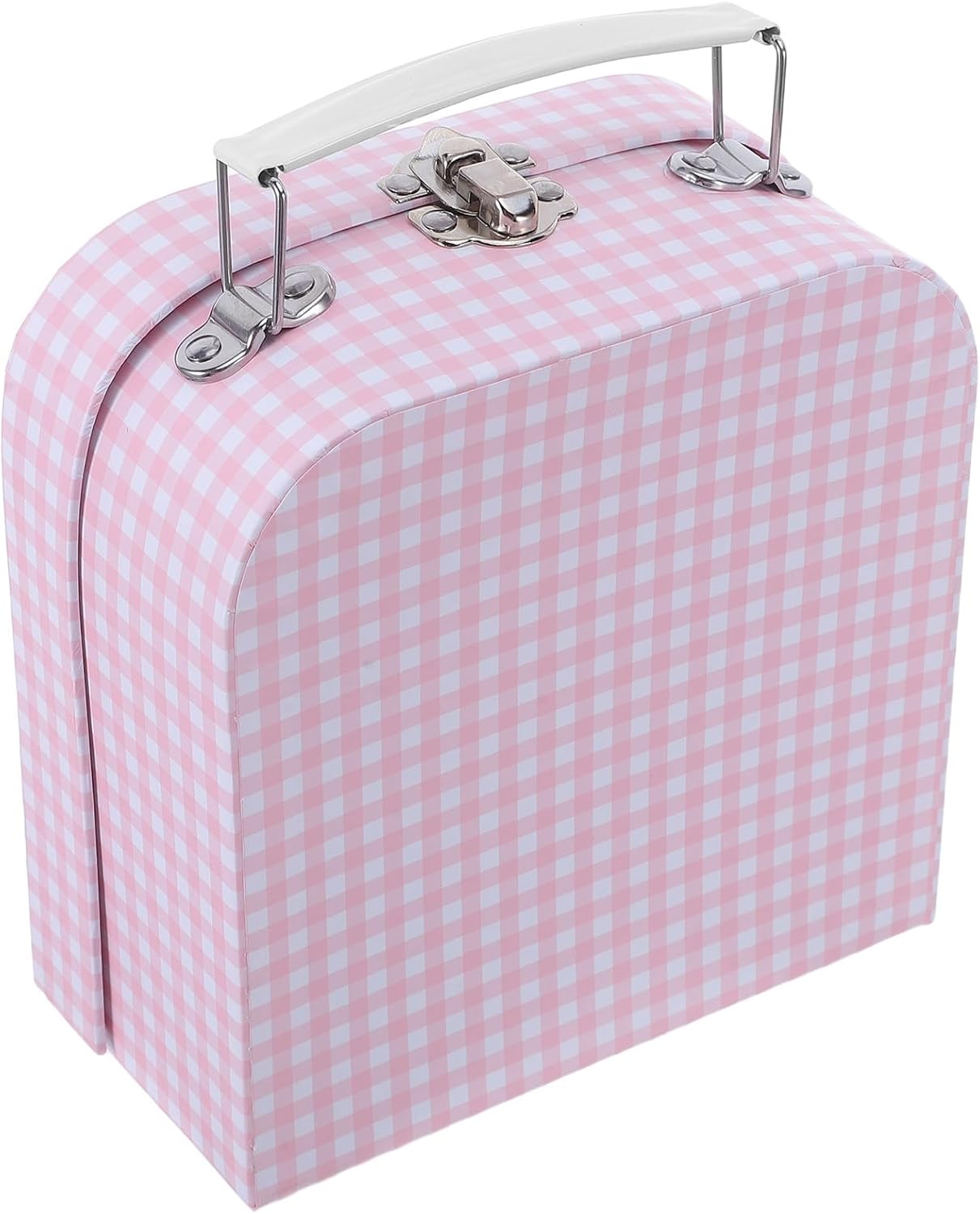 Pink Paperboard Suitcase Storage Box for Hair Accessories Jewelry