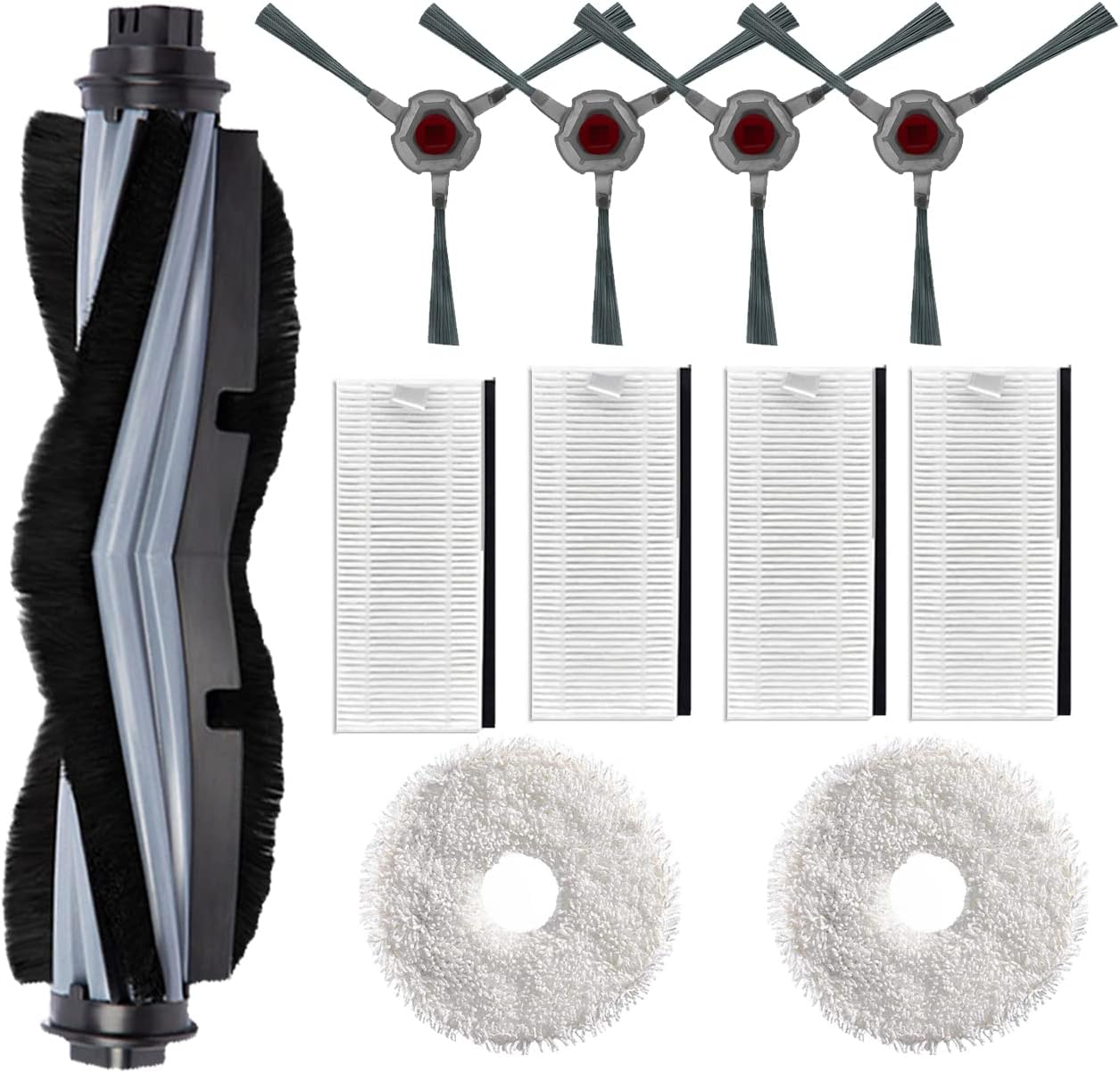 Replacement Accessories Kit for Yeedi Mop Station Pro Robot Vacuum Include 1Main Brush 4 Side Brushes 4 Filters 2 Spin Mopping Pads Parts (11 Pack)