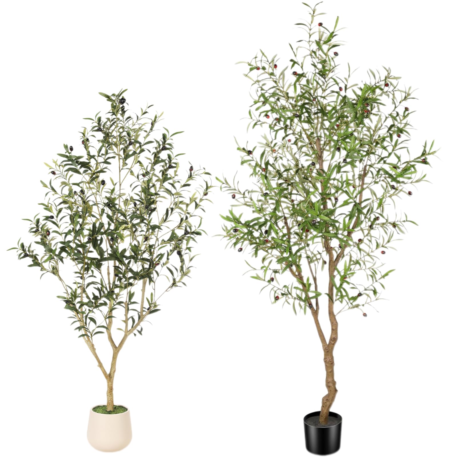 FEELEAD Oliviers Artificiels 210cm+150cm Arbres Faux en Pot Déco Intérieur