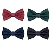 Carahere Mens Bow Tie 4 Pcs Formal Tuxedo Bow Ties for Men Solid Color Pre-tied Bowties for Wedding Party