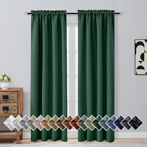 Miniatura 83 de OVZME Cortinas opacas turquesa para tratamiento de ventanas pequeñas, cortinas cortas con bloqueo de luz para ventana de cocina sobre el fregadero,