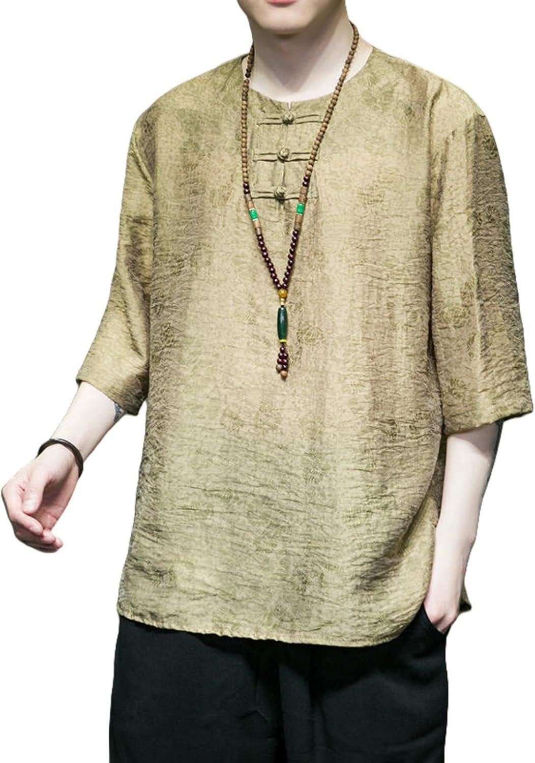 Men's Summer Chinese Style Trendy Retro Jacquard Short Sleeve Tang Suit Hanfu Shirt