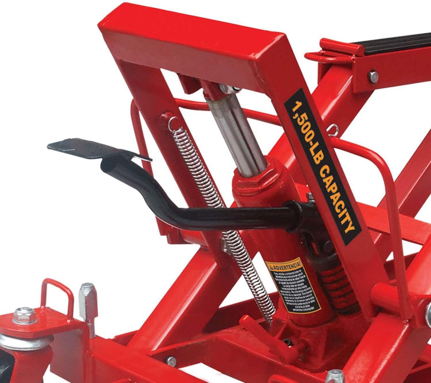 BIG RED Hydraulic Motorcycle Lift Jack with 1500LBS Load Capacity, Powersports Lift Table Operated ATV Dirt Bike Scissor Jack Stand, Fit for Motorcycle UTV Snowmobile, Red, T64017