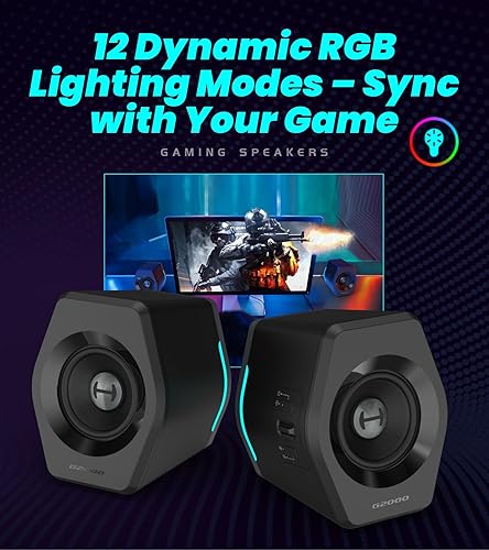 Miniatura 3 de Edifier G2000 Altavoces RGB para Juegos, 32W de Potencia Máxima, Diseño Compacto para PC/PS4/Escritorio, Bluetooth 5.1, AUX de 3.5mm, Modos