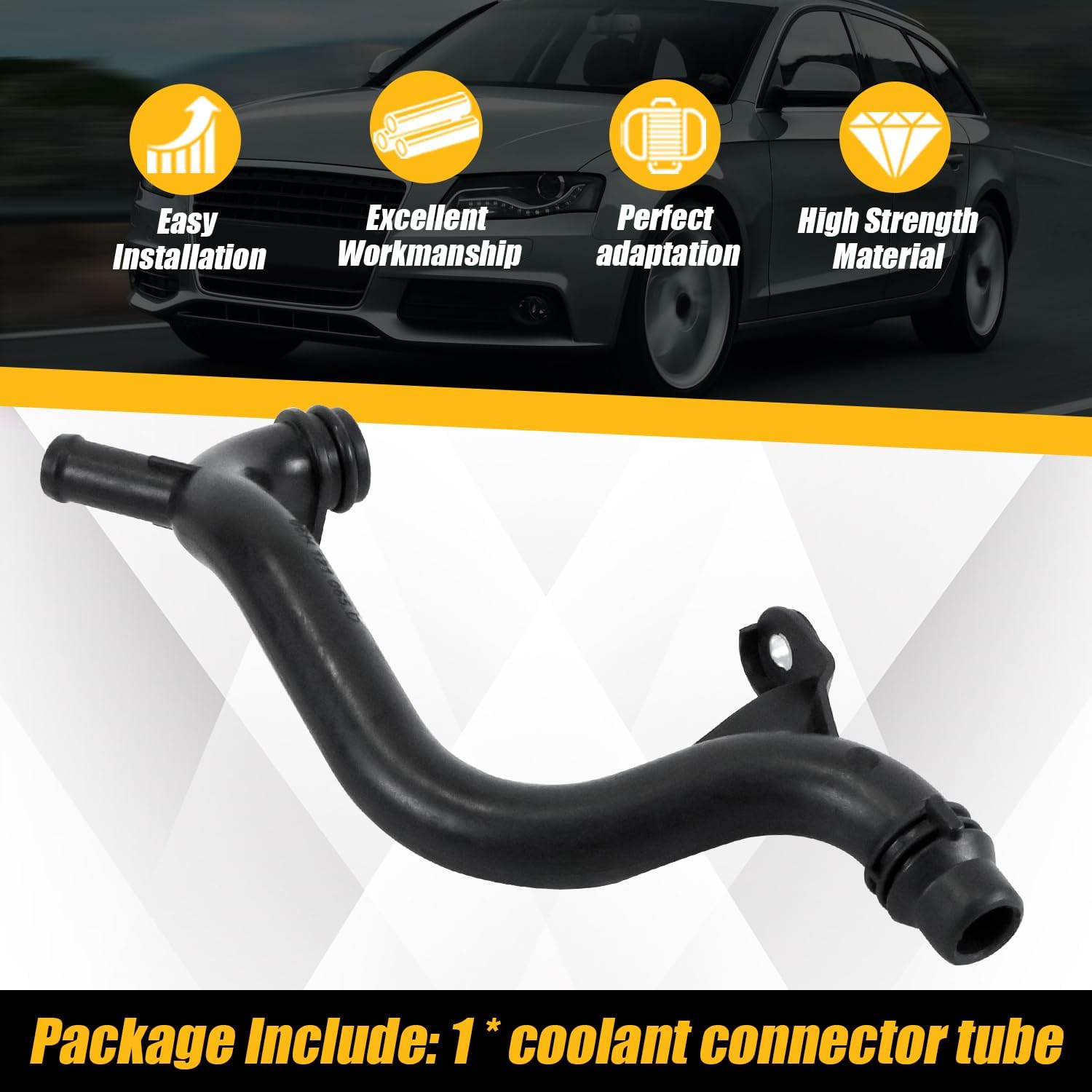 06H121065D Coolant Connector Tube Compatible with Audi A4 A4 Quattro 2.0L 2009-2016 A6 Q5 Good Sealing Engine Heater Core Return Hose to Water Pump Black