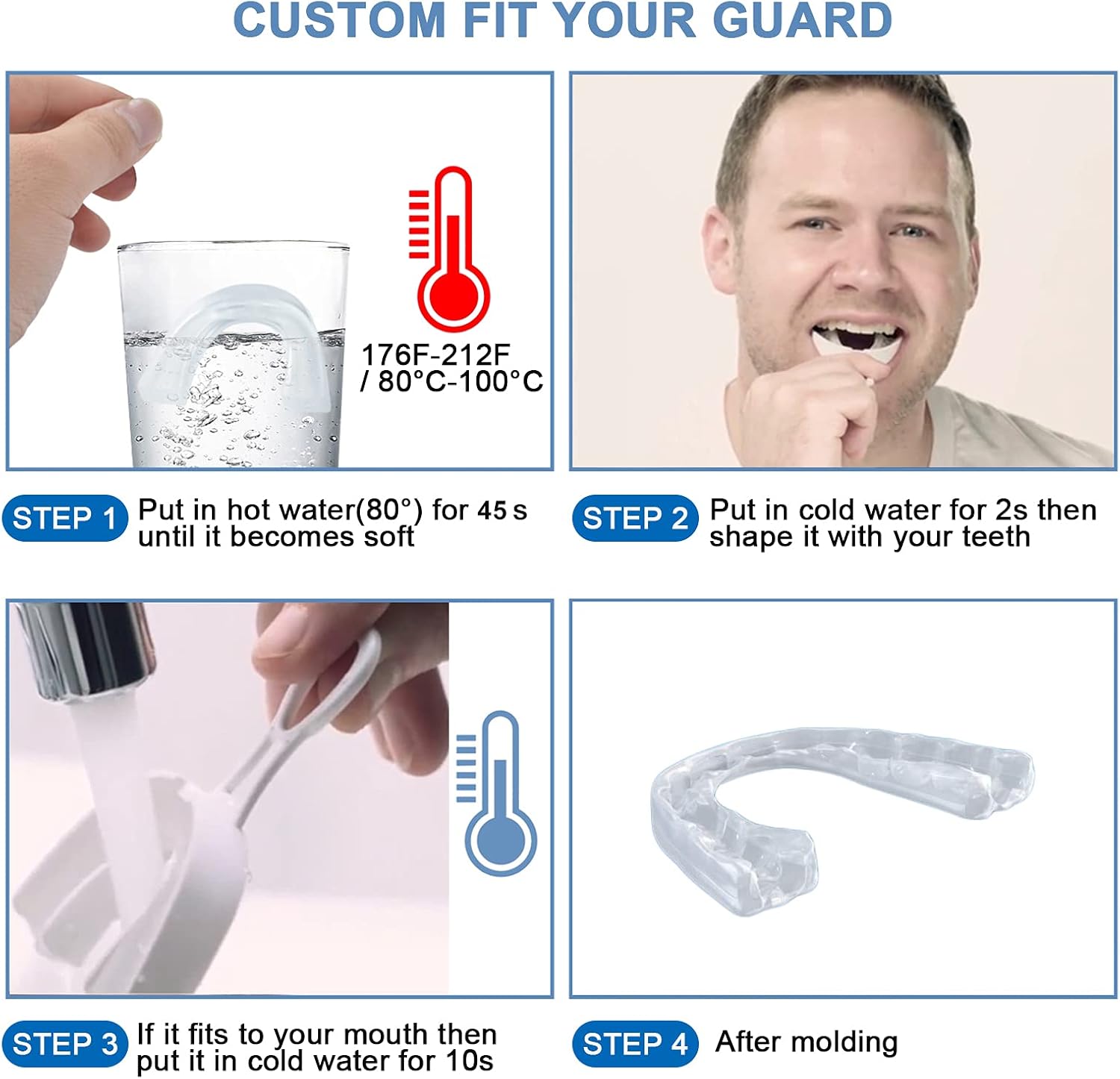 2 Pcs Mouth Guard for Grinding Teeth, Night Guards Professional Dental Guard Anti Teeth Grinding Mouthguard for Clenching Teeth & Bruxism, Sleeping Mouthpiece with Tray and Storage Case : Beauty & Personal Care