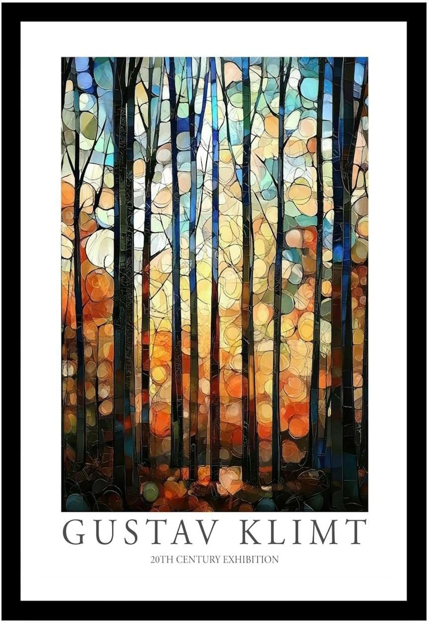 AnenaXean Printed Canvas Painting Wall Art Gustav Klimt Print Trees Flower Garden Painting Klimt Exhibition Poster Painting Floral Decor Art Print Living Room and Bedroom Decoration 20x30inch