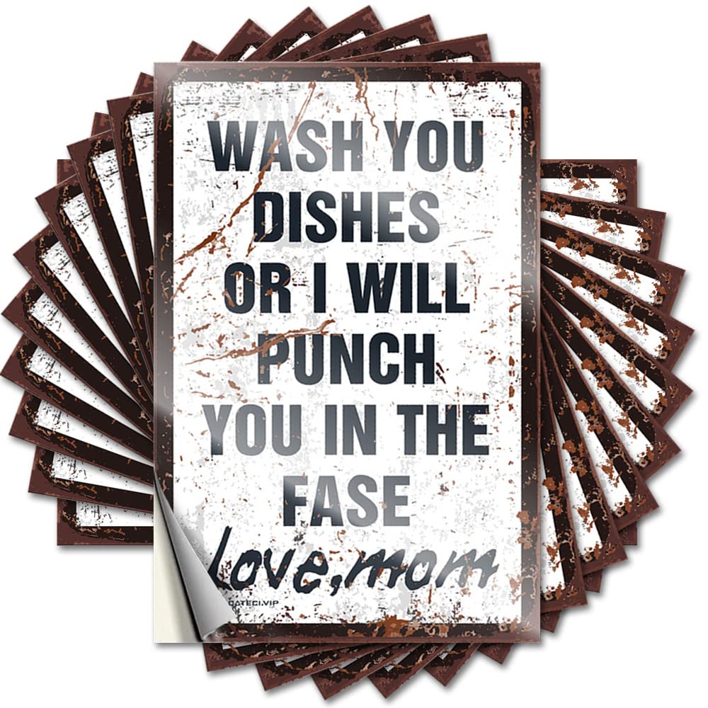 Fzfn Colour Wash Your Dishes Signed Mom Quote Guest Self Adhesive | Inspirational Bumper Vinyl Sticker Pack For Long(8X12cm)