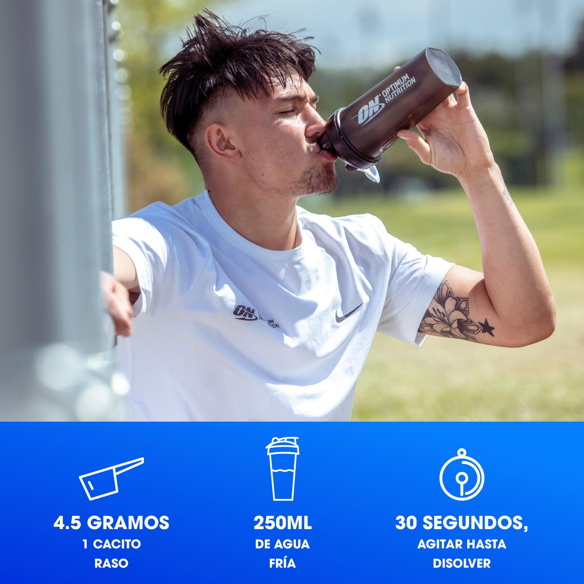 Optimum Nutrition Creatina Micronizada en Polvo, Sabor Frambuesa Azul, 360g, 80 Servicios