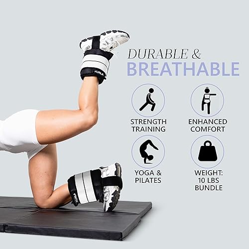 Miniatura 3 de Pesas de tobillo de 4 a 40 libras con sistema de doble correa (talón y envoltura), opciones individuales, pares y paquetes con bandas de resistencia