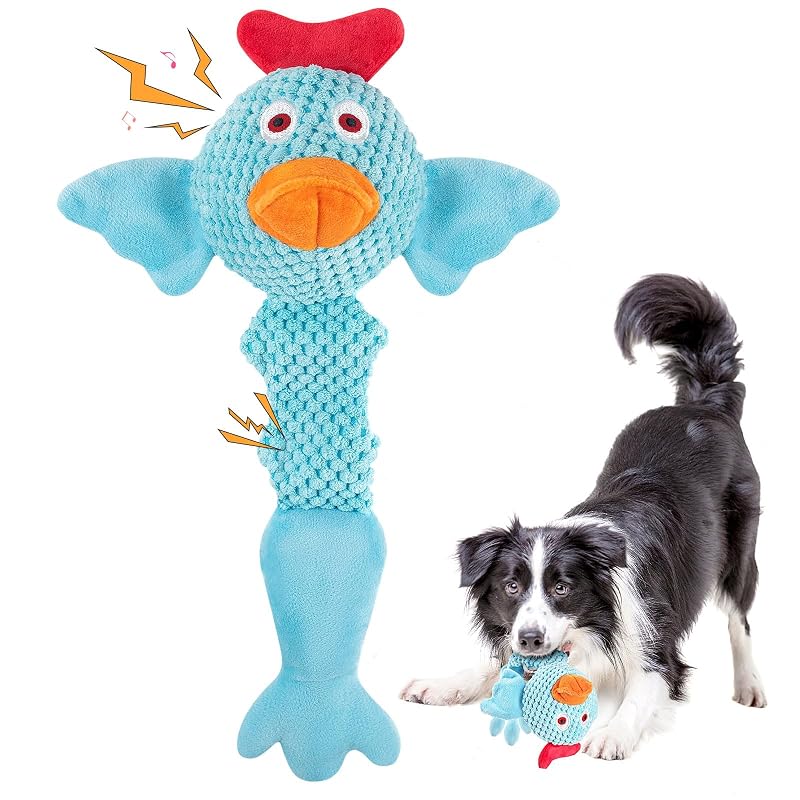 Brinquedo de Pelúcia com Apito para Cães Pequenos e Médios, Pato para Cabo de Guerra Fuufome sky blue