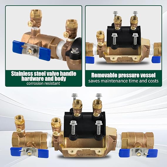 34-350 3/4 350 Double Check Backflow Preventer, Back Flow Valve, Double Check Valve Assembly, Prevent Backpressure and Backsiphonage