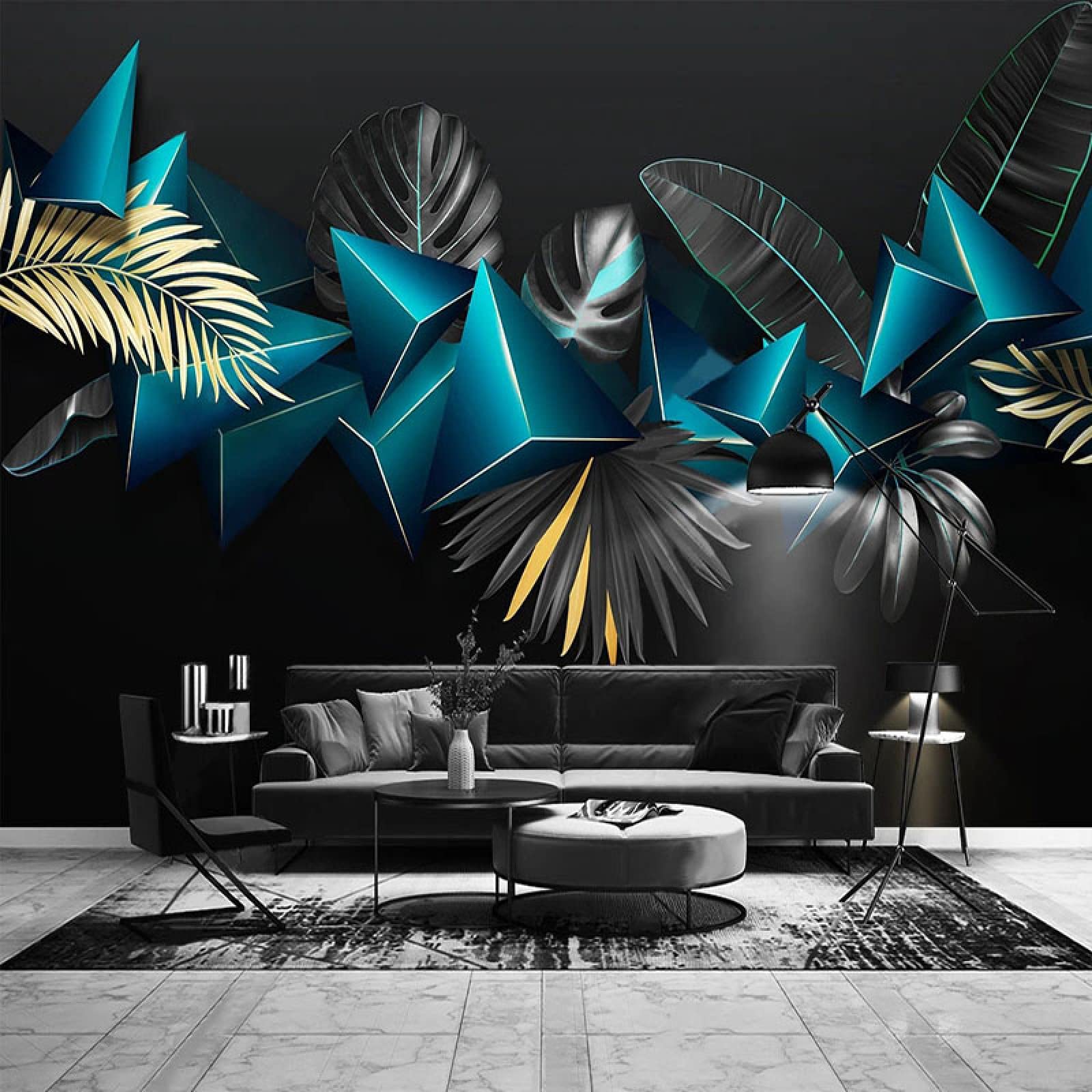Papier peint 3D moderne géométrique tropical feuille photo mur salon 250x175