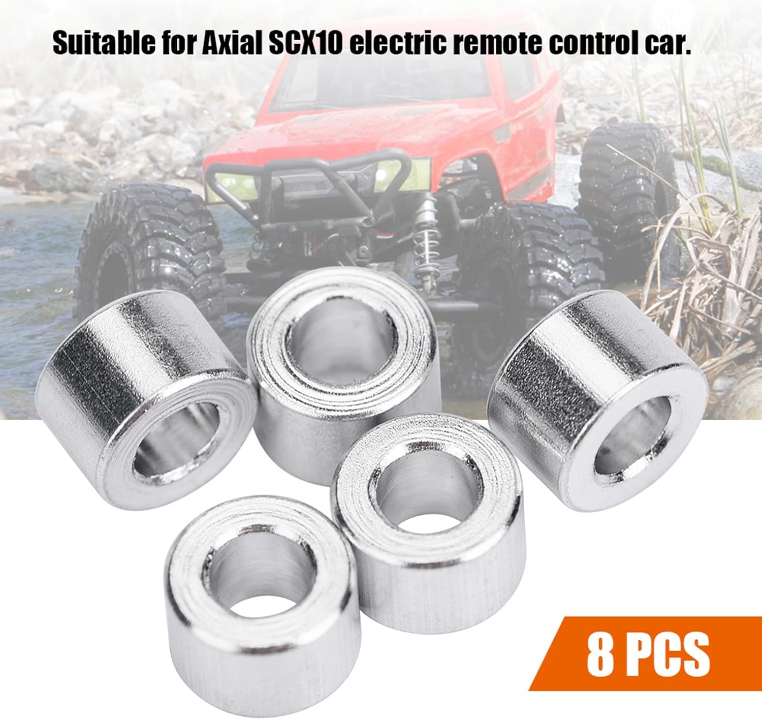 VBESTLIFE RC Car Shock Spacers, 8Pcs Aluminum Alloy 6mm Upper Mount Spacers for Axial SCX10 Crawler Rock Racer Off-Road Remote Control Vehicle Parts