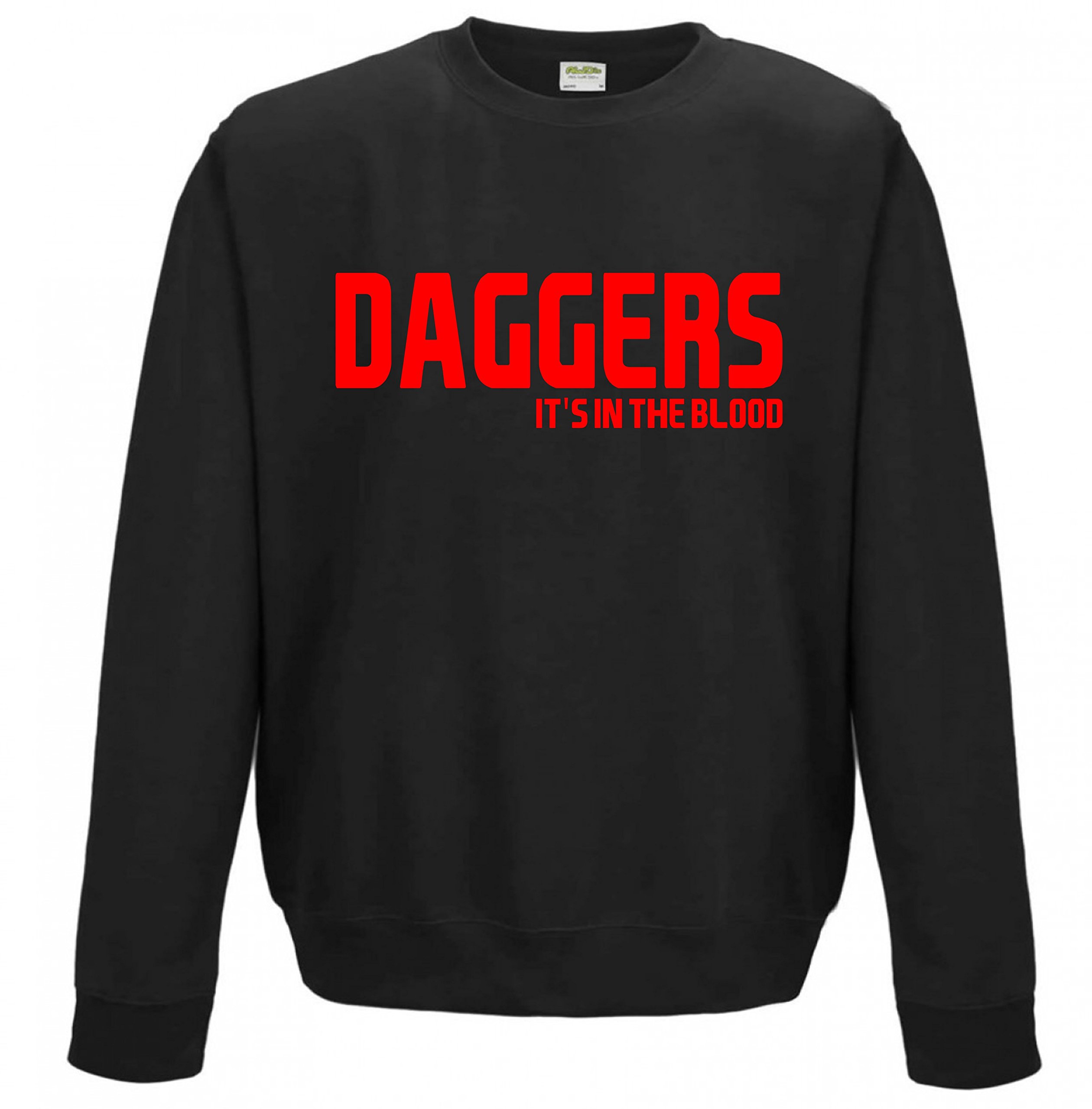 Allabouttheprint Men's Black Daggers It's In The Blood Dagenham & Redbridge Football Gift Sweatshirt - Top Jumper Sweater Fc Present Idea Jsw50 (Adult Medium)