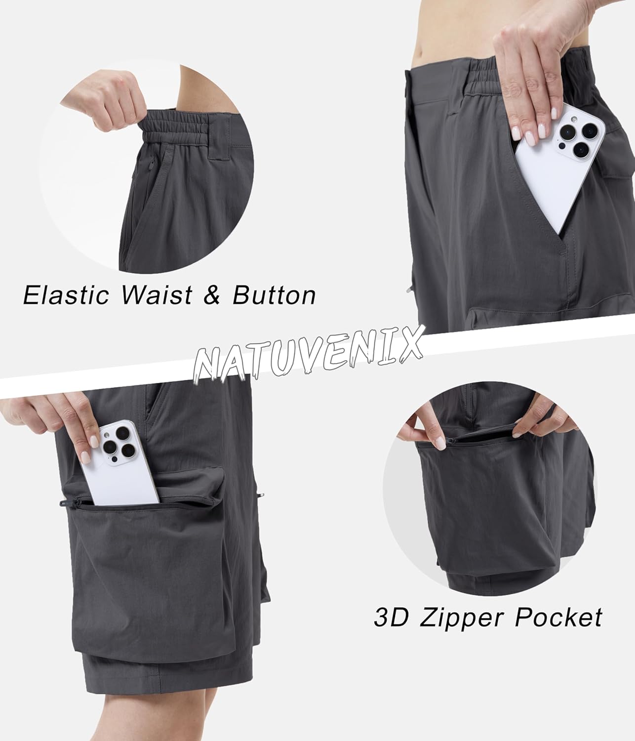 NATUVENIX Stretch Women's Hiking Shorts Quick Dry Cargo Casual Shorts Women Lightweight Travel Golf Shorts - Image 4