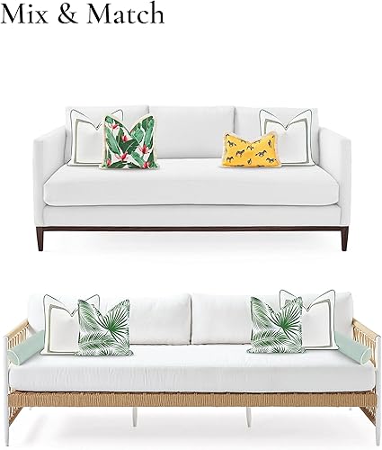 Miniatura 10 de Hofdeco Premium Coastal Patio - Funda de almohada para interiores y exteriores, 20 x 20 pulgadas, resistente al agua para patio trasero, sofá, hoja