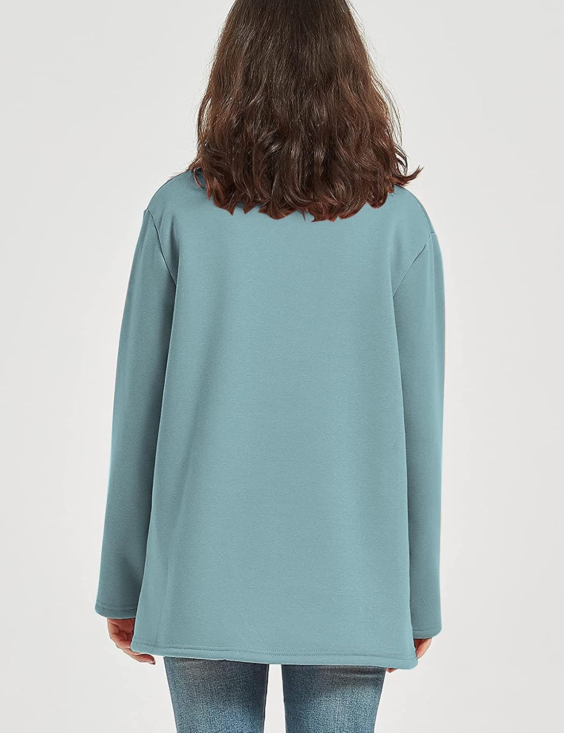 Flygo Women's Winter Warm Sherpa Lined Fleece Crewneck Sweatshirt Pullover Loungewear Tunic Tops - Image 4