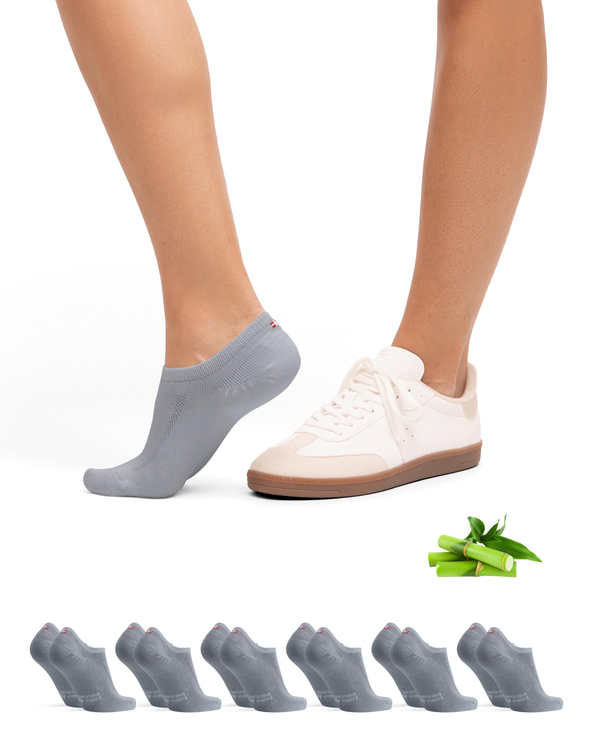 DANISH ENDURANCE Fantasmini Uomo Donna in Bamboo, Calzini Corti Estivi, Traspiranti e Ultra Morbidi, Unisex, 6 Paia