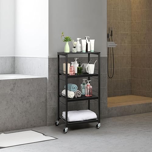 Miniatura 6 de CADUKE Carrito rodante de 4 niveles, carrito de cocina para servir, carrito de almacenamiento de isla para microondas con ruedas, organizador de