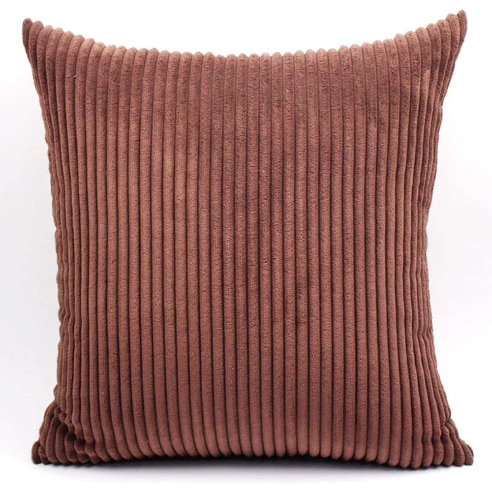 Funda de cojín Grande Funda de Almohada de Pana Supersuave Funda de Almohada Decorativa a Rayas para Cama Sofá Sofá Decoración para el hogar de Primavera, Marrón Oscuro, 40 x 60 cm