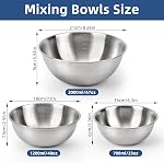 3-Set Stainless Steel Mixing Bowls Set Metal Bowl Set with Measurement Marks, Dishwasher Safe & Stackable - Perfect for Baking, Salad Making, Meal Prep and Kitchen Use