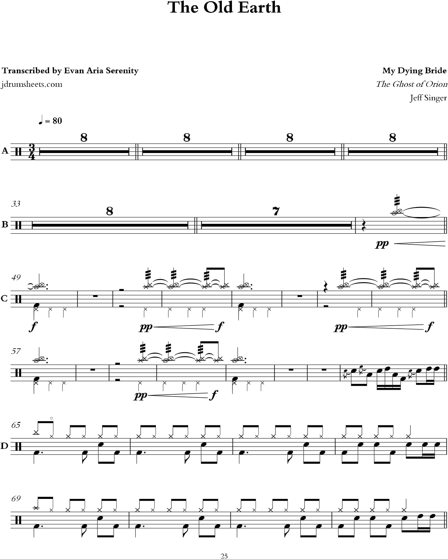 My Dying Bride - The Old Earth: Drum Sheet Music (JDS: My Dying Bride Collection)
