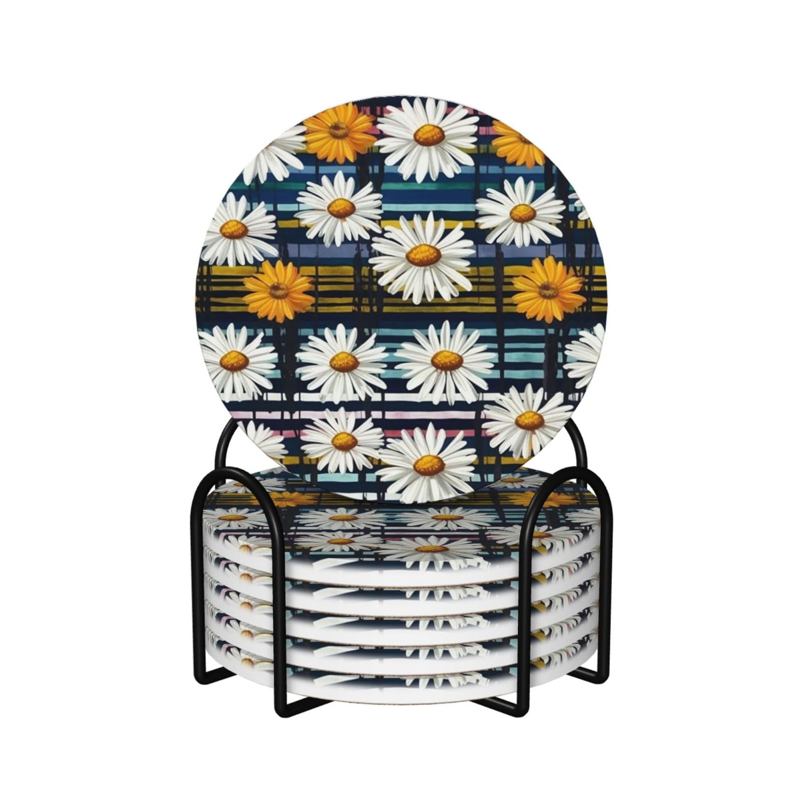 Dessous de verre en céramique au motif marguerites, cadeau idéal