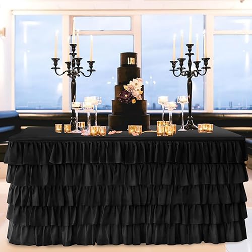 Miniatura 25 de Falda de mesa de 6 pies, mantel de arcoíris, tutú de unicornio, falda de mesa para mesa rectangular, decoración de fiesta de cumpleaños