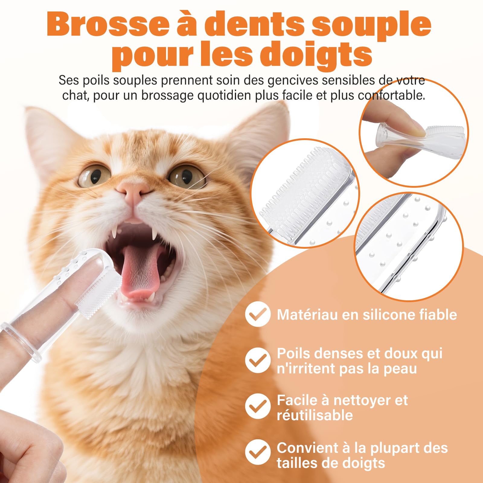 UNEK Kit de soins dentaires pour chat – Dentifrice enzymatique 30 g au goût saumon, avec brosse à dents et brosse à doigts, pour réduire la plaque dentaire et la mauvaise haleine